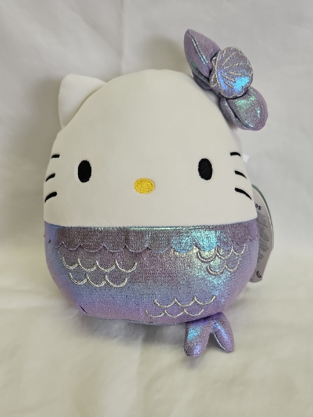 NWT Sanrio Hello Kitty Iridescent Lavender Mermaid Plush Squishmallow.